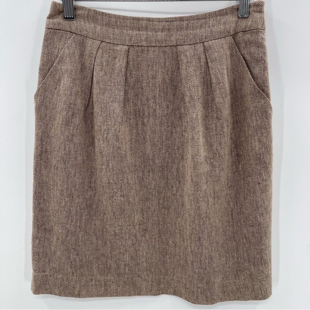 Anthropologie Preppy Tabitha Linen Tweed Knee Length Fairy Naturecore Skirt 4